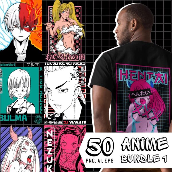 Anime T-Shirt Designs Bundle